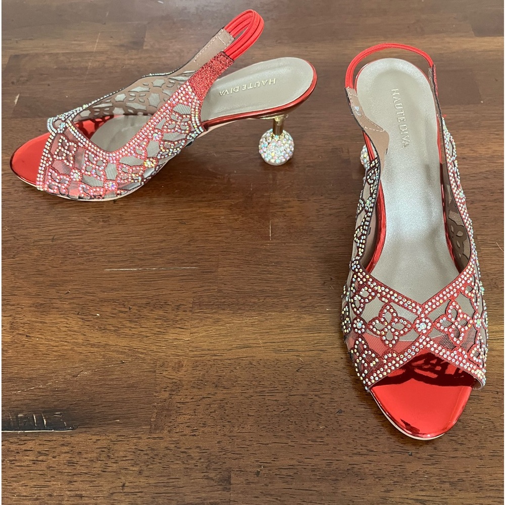 Red Peep-Toe Heels